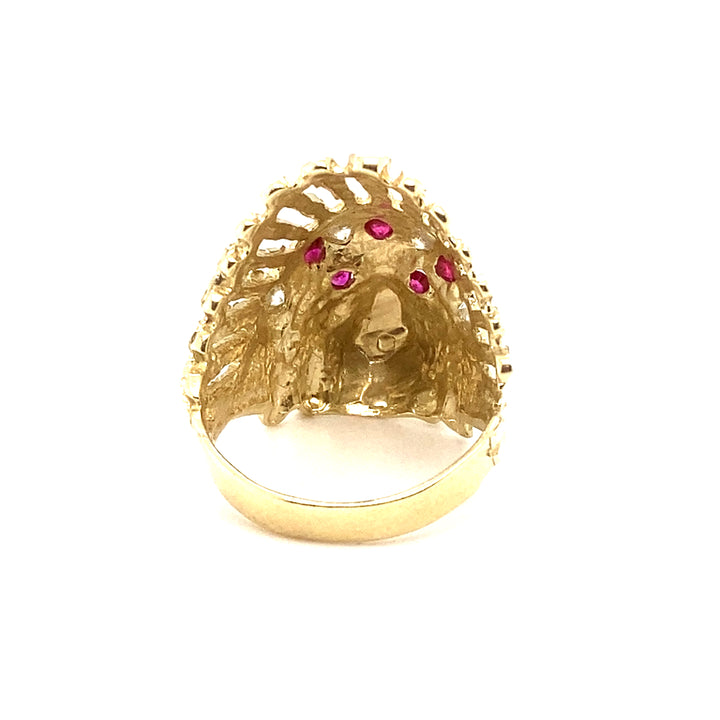 10k Indian head Ring with Stones-LumbeeJewelry.com