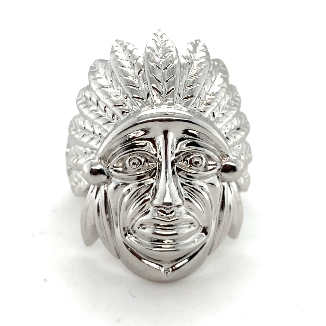 Sterling Silver Gents/Mens Indian Head Ring.