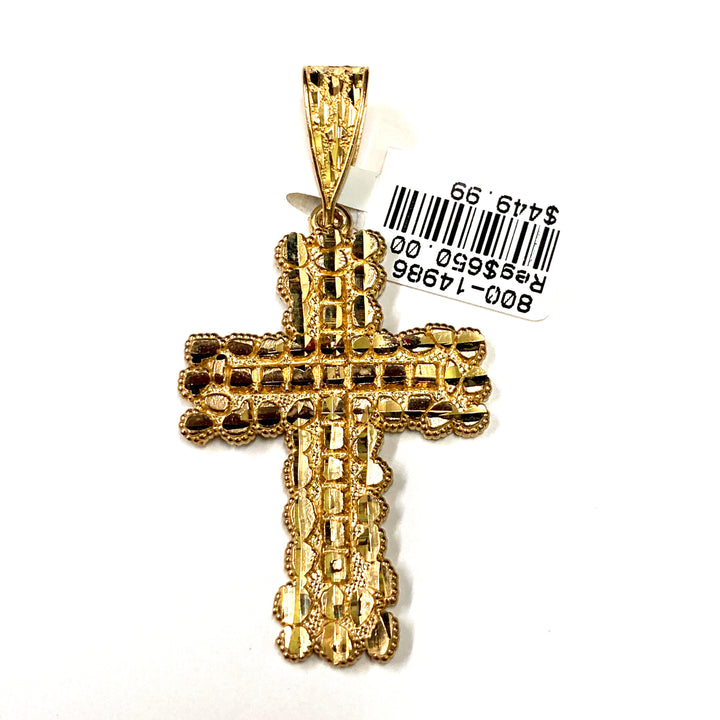 10kt Gold Nugget Cross Pendant Charm Pendant-LumbeeJewelry.com