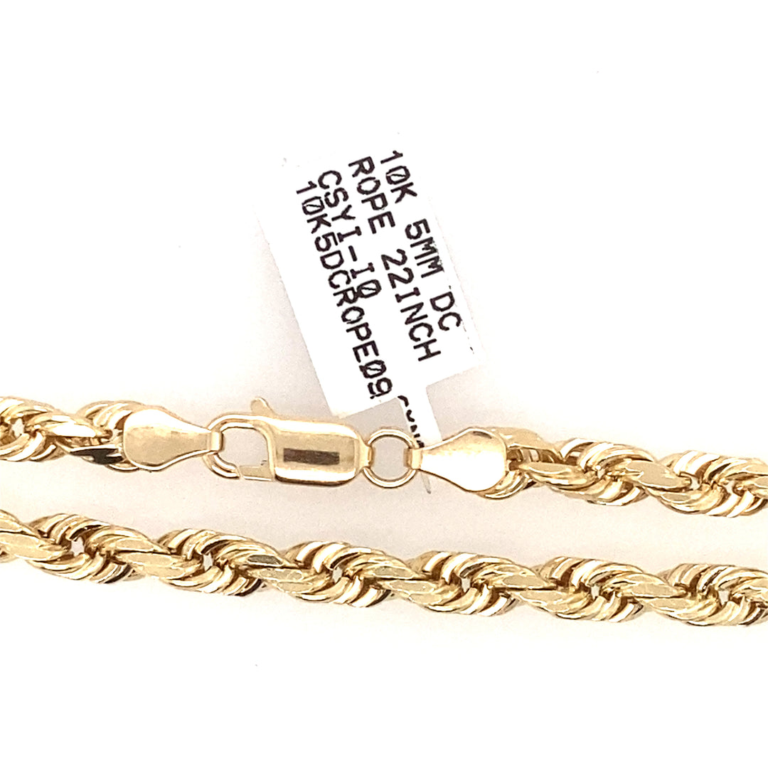 10k 5mm DC Rope 22 inch-LumbeeJewelry.com