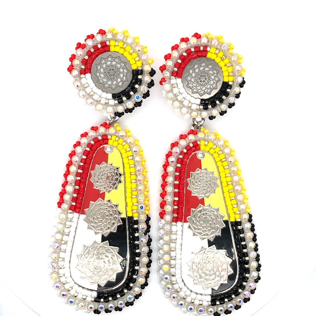 Hand Beaded Double Earrings Tribal-LumbeeJewelry.com