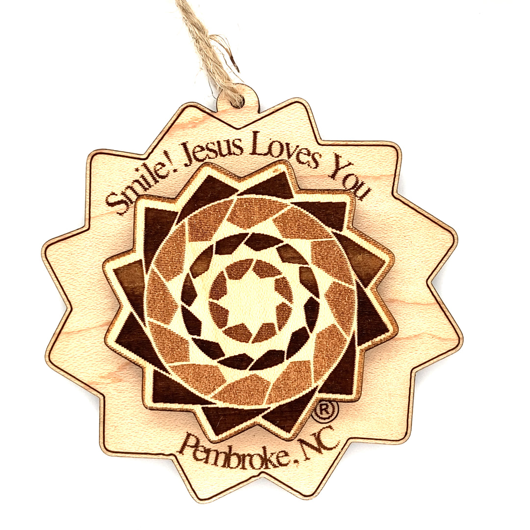 Maple Wood Pinecone Patchwork Ornament #3