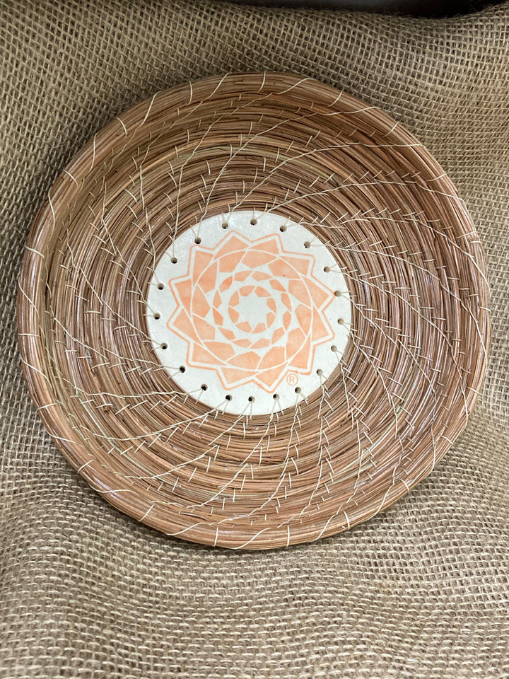 Large Pinecone Patchwork Basket Nectarine-LumbeeJewelry.com