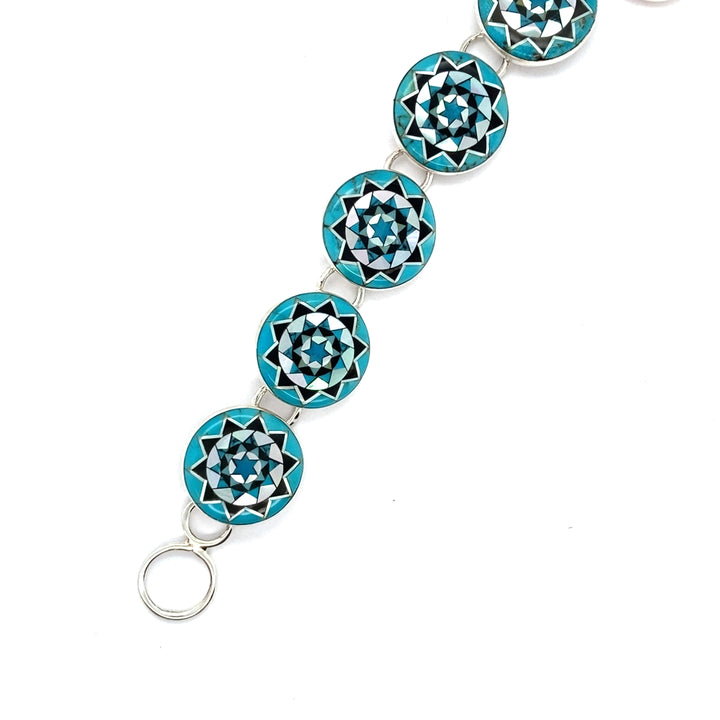 Inlay Link Bracelet Sterling Turquoise