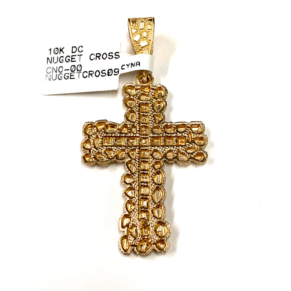 10kt Gold Nugget Cross Pendant Charm Pendant-LumbeeJewelry.com