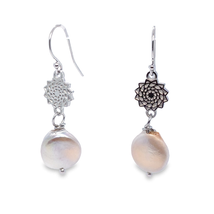 White Pearl Earring Sterling