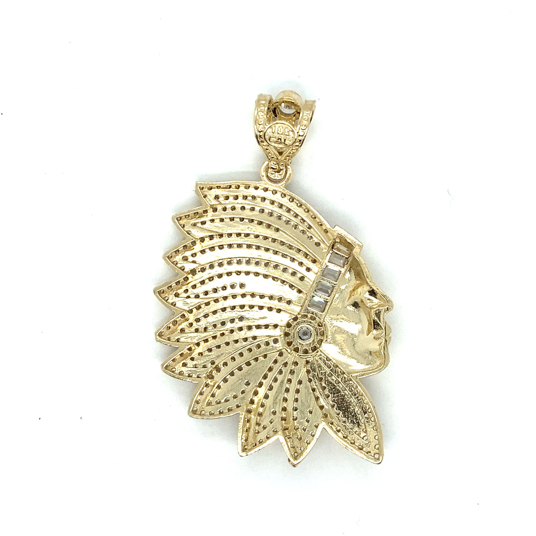 10k Indian Head charm with Czs S&P04764C