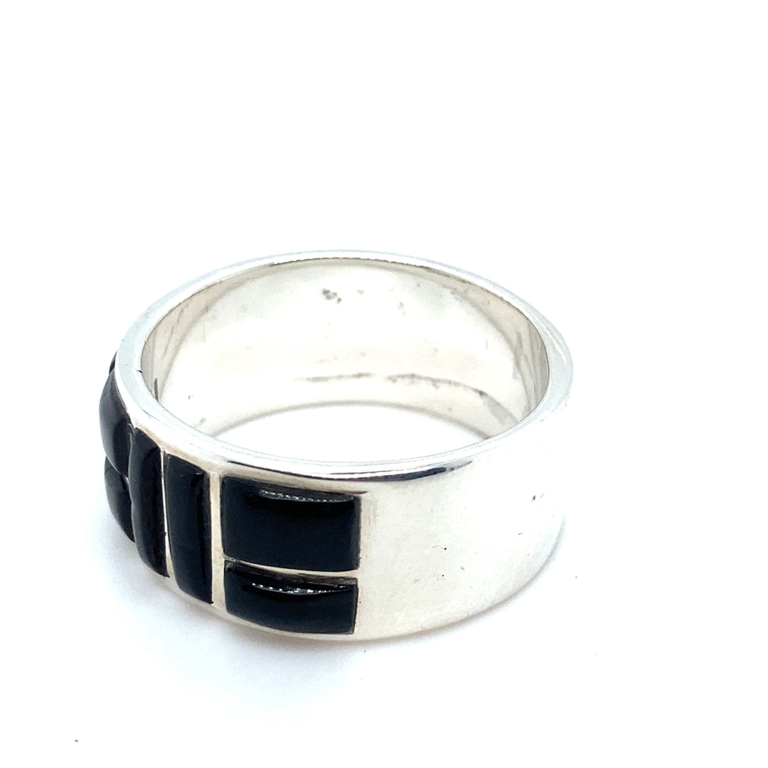 Sterling Black Horn Inlay Band 10mm