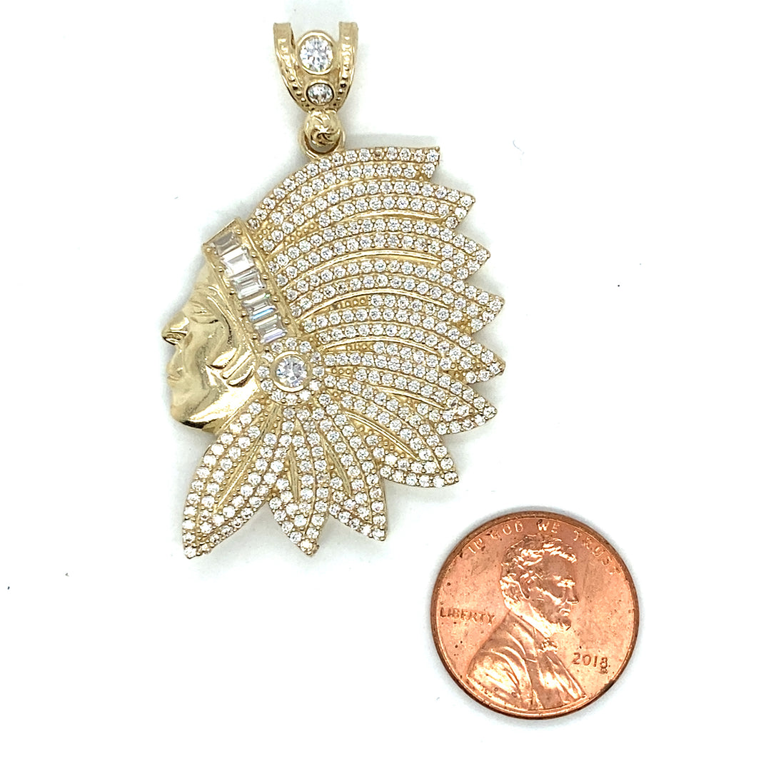 10k Indian Head charm with Czs S&P04764C