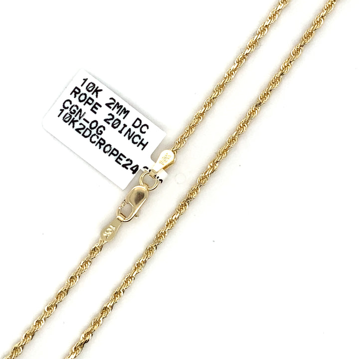 10k 2mm DC Rope 18inch-LumbeeJewelry.com