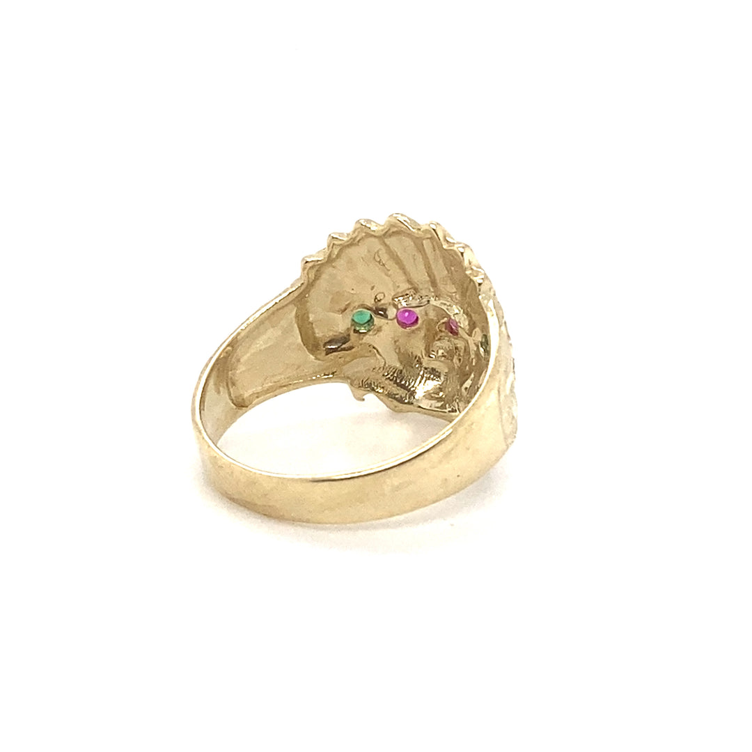 10k Indian Head Ring with Stones Small-LumbeeJewelry.com