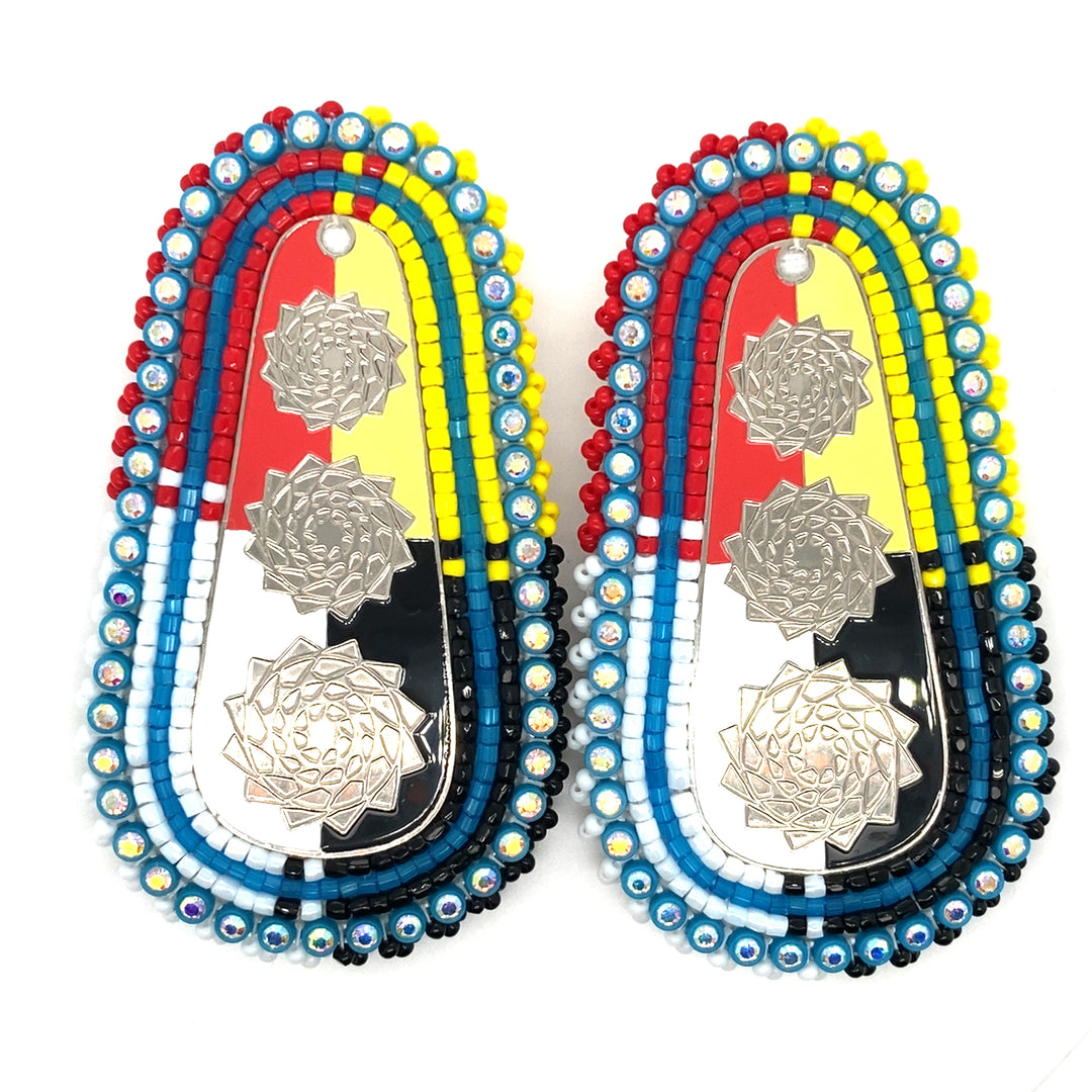Hand Beaded Earrings Slab Tribal-LumbeeJewelry.com