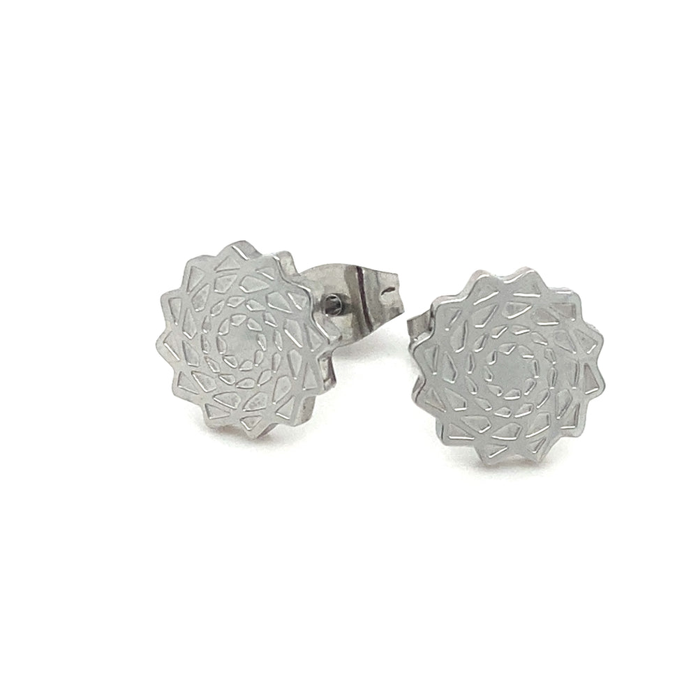 Pinecone Patchwork Studs/Earring 10mm Stainless-LumbeeJewelry.com