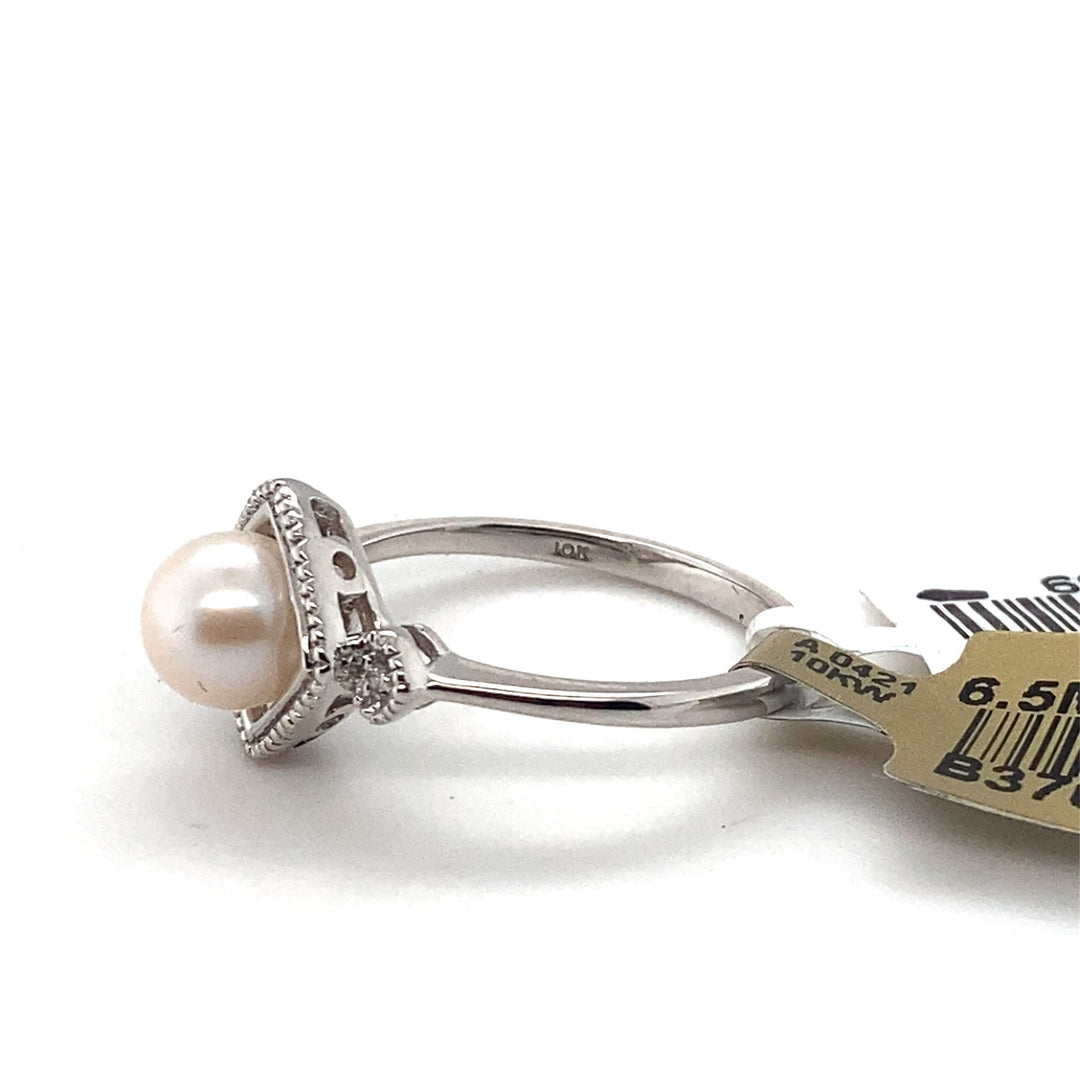 10kw 6.5mm Pearl Diamond .005 dtw Ring