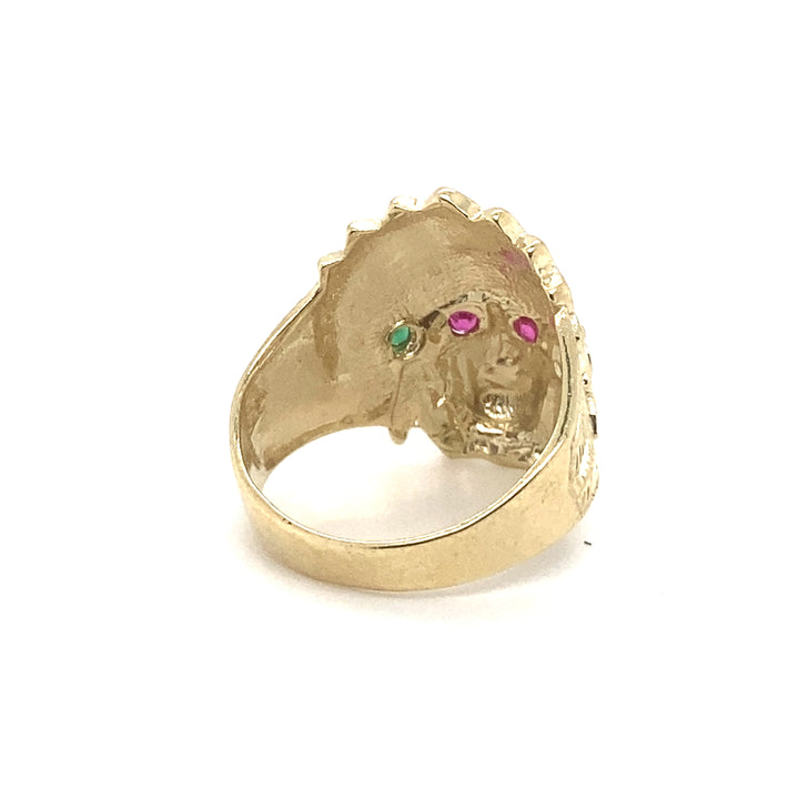 10k Indian head Ring with Stones-LumbeeJewelry.com