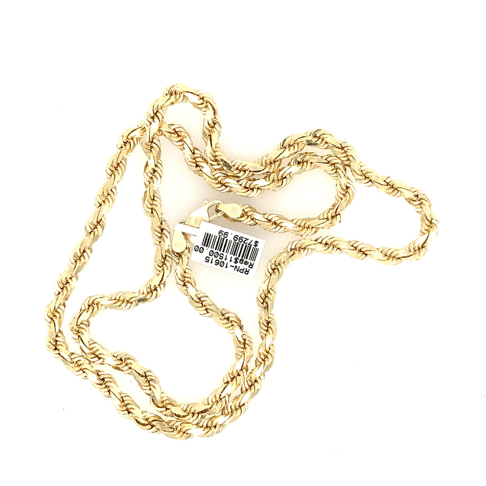 10k 5mm DC Rope Necklace 26 inch-LumbeeJewelry.com