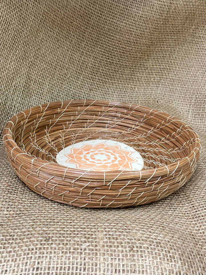 Large Pinecone Patchwork Basket Nectarine-LumbeeJewelry.com