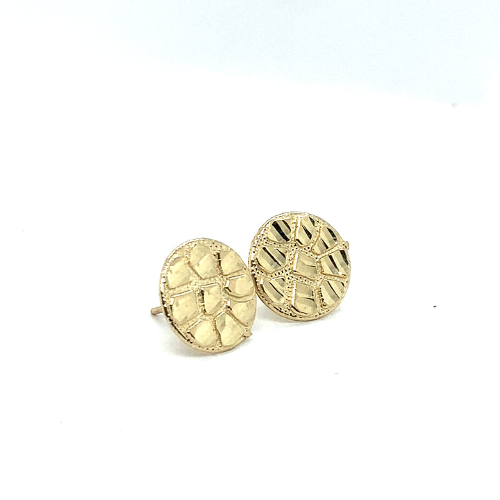 10k  Round 10mm Nugget Earrings