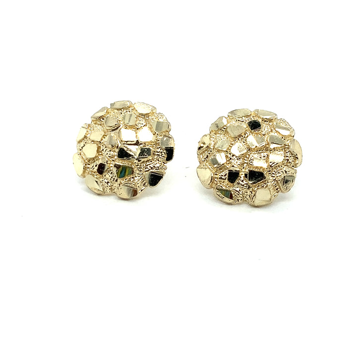 10k Round 15mm Nugget Earrings