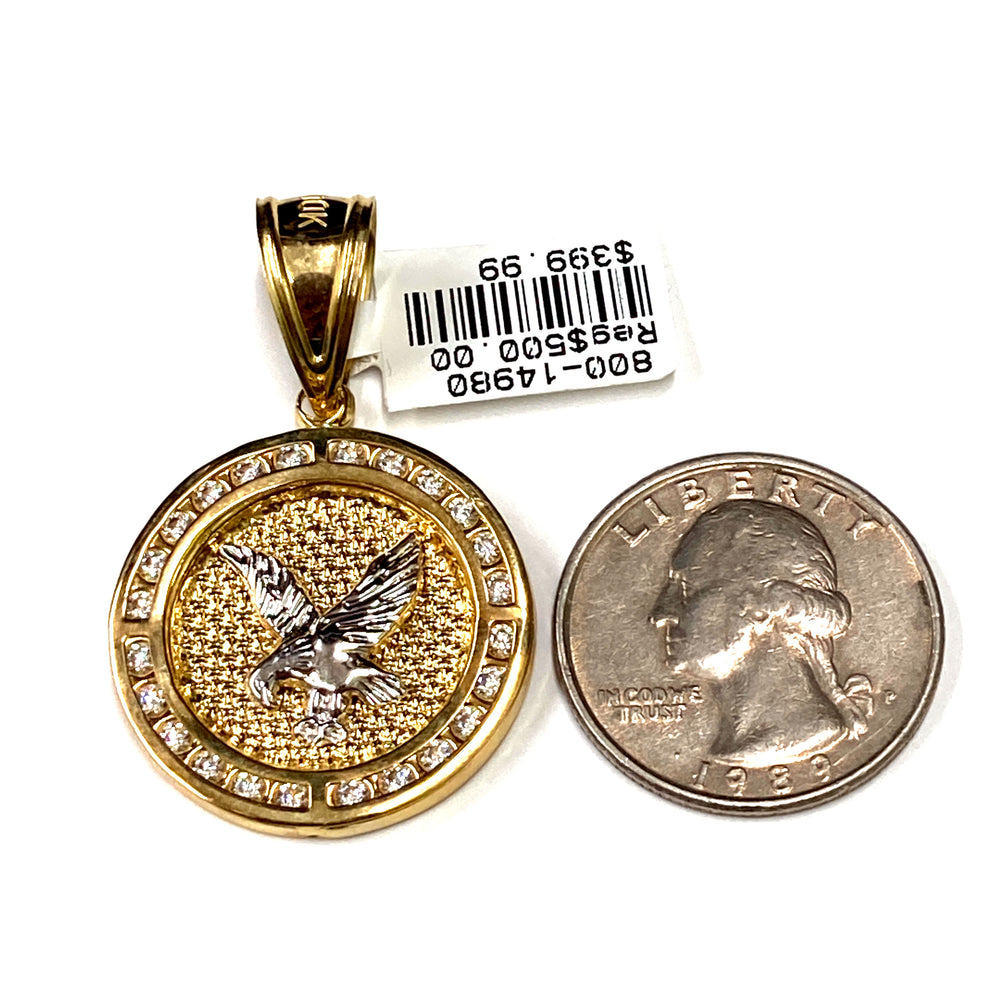 10kt Gold Eagle Charm w/Stones Pendant-LumbeeJewelry.com