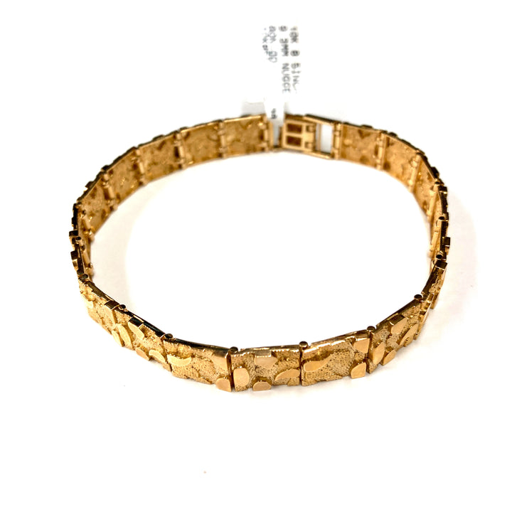 10kt Gold Nugget Bracelet 8.5inch-LumbeeJewelry.com