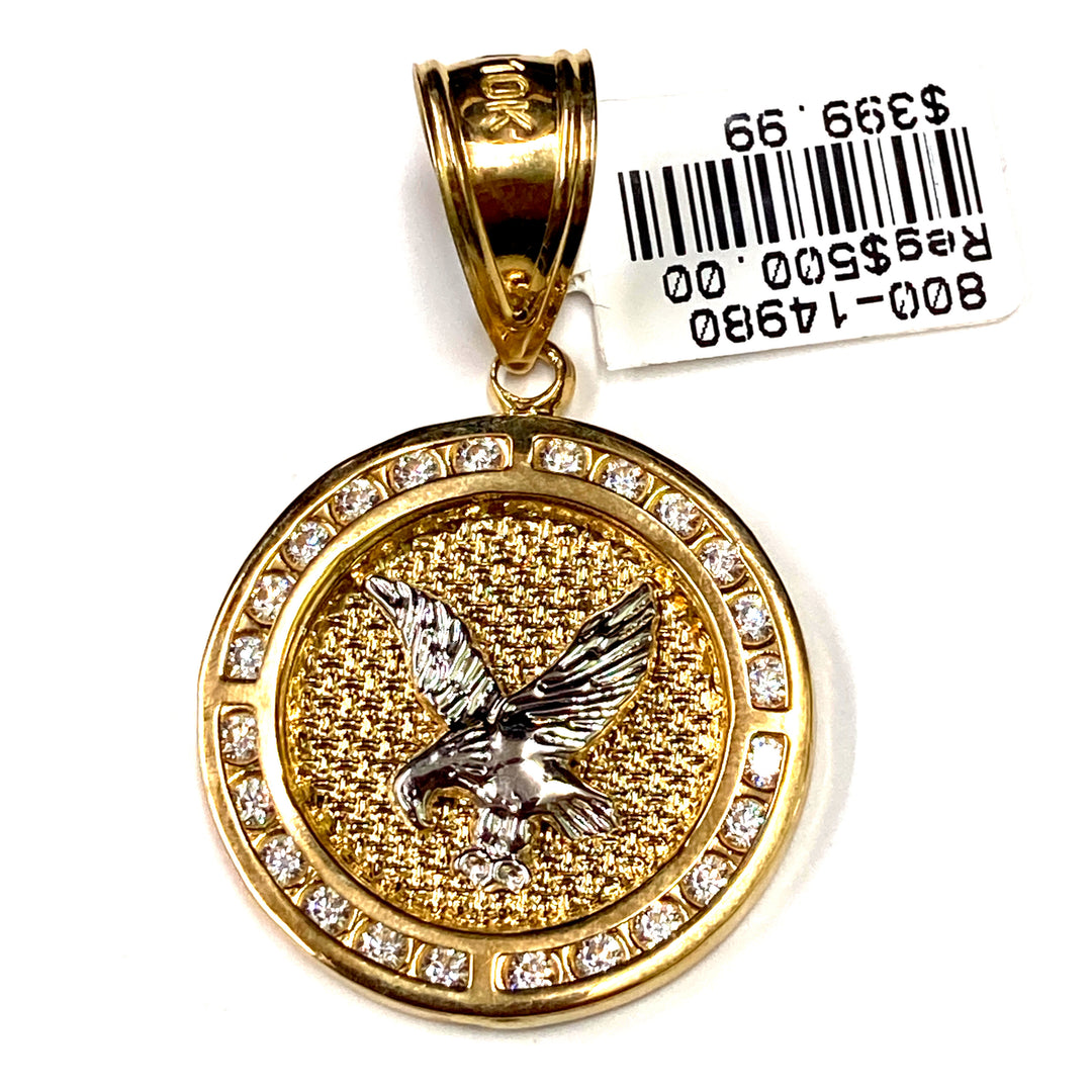 10kt Gold Eagle Charm w/Stones Pendant-LumbeeJewelry.com