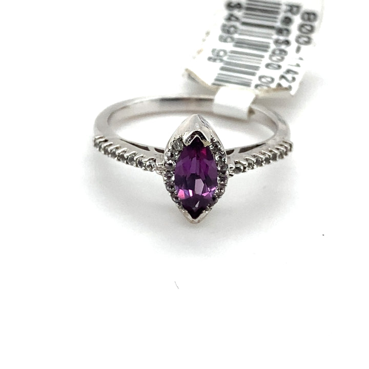 Alexandrite Marquise Diamond 10k White Gold Ring