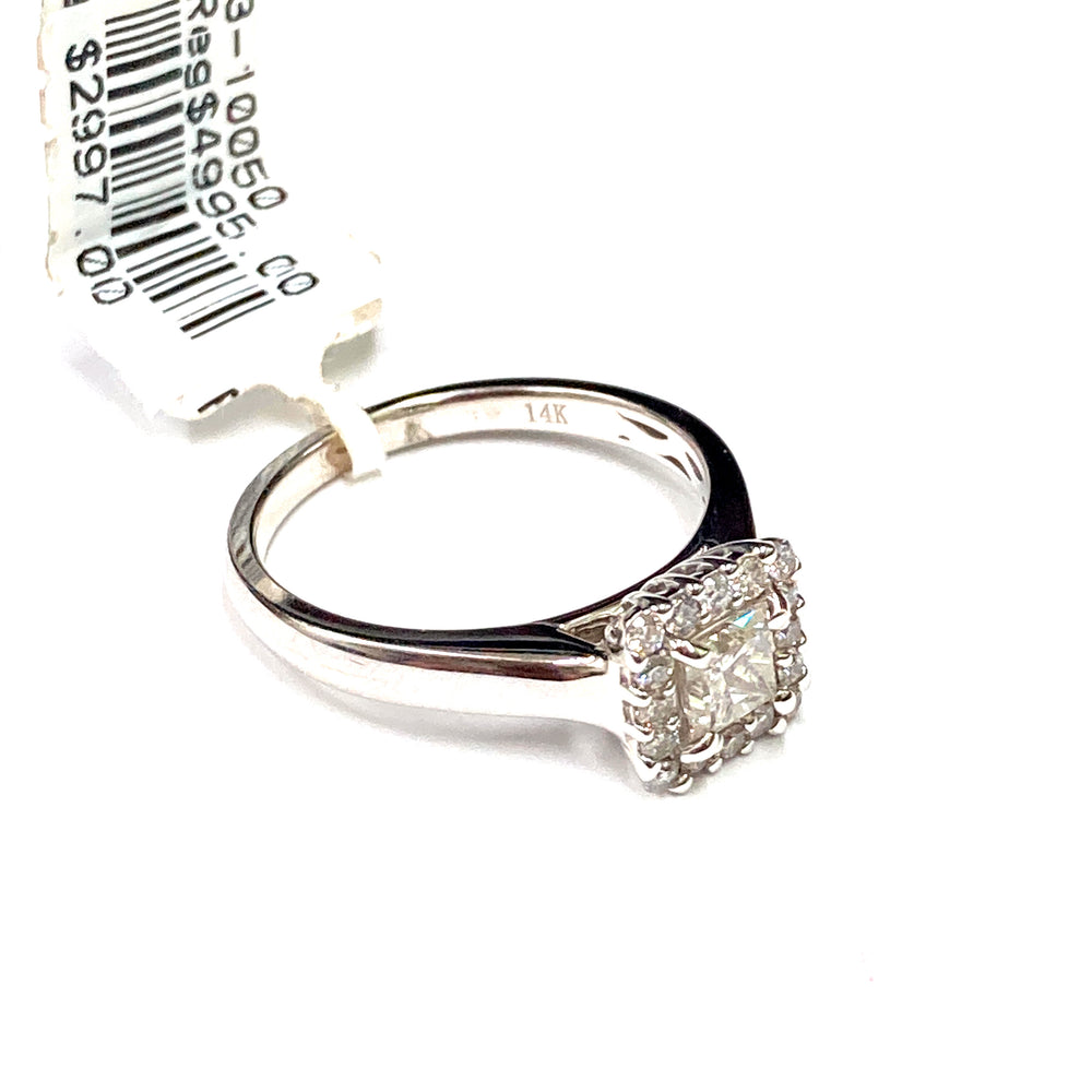 14kt White Gold Engagement Ring .75Ct Princess-LumbeeJewelry.com