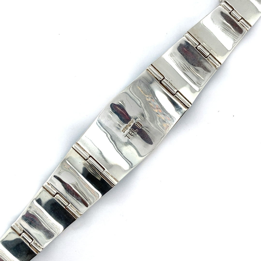 Pinecone Patchwork Inlay Hinged Bracelet Turq Sterling 8.5 inch