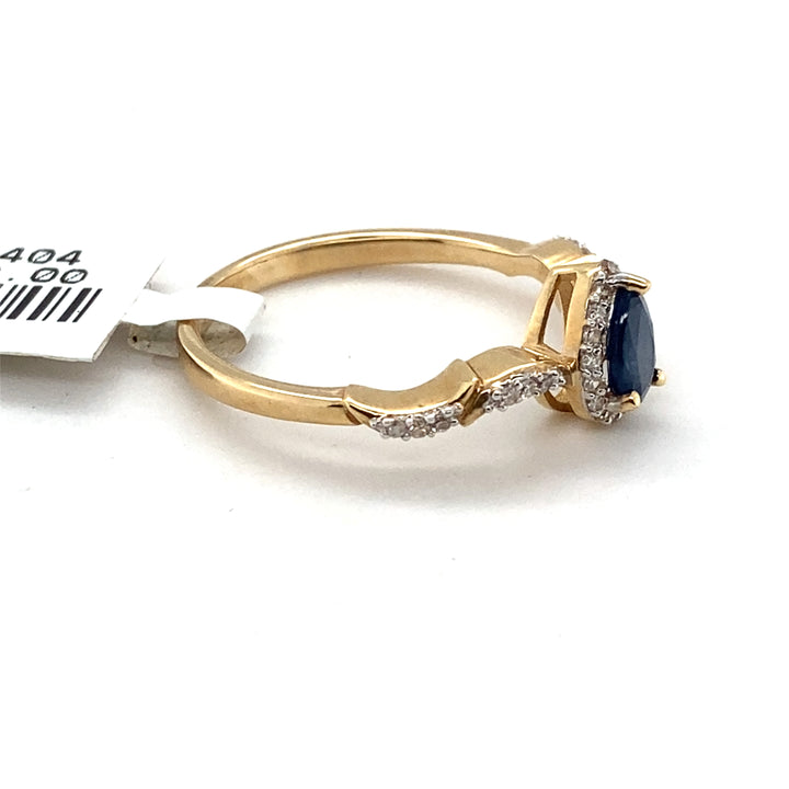 Sapphire Pear 6x4mm .40ct Diamond 14k Yellow Gold Ring