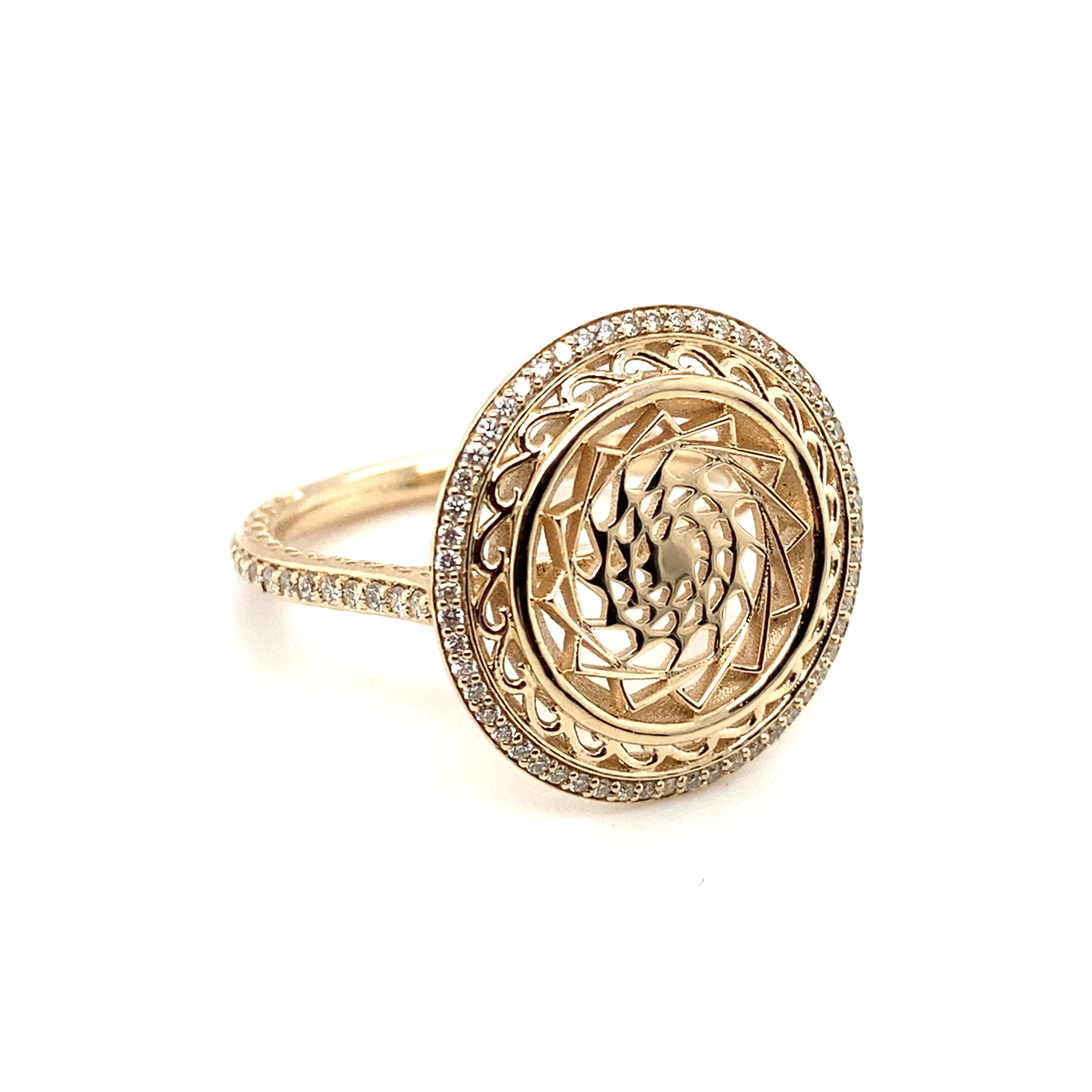 Elegant Pinecone Patchwork 10k Gold Diamond Ring – LumbeeJewelry.com