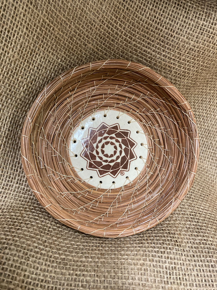 Medium Pinecone Patchwork Basket Walnut-LumbeeJewelry.com