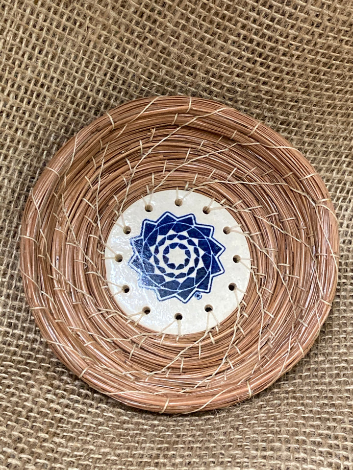 Small Pinecone Patchwork Basket Cobalt Blue-LumbeeJewelry.com