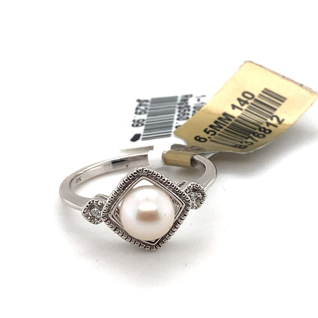 10kw 6.5mm Pearl Diamond .005 dtw Ring