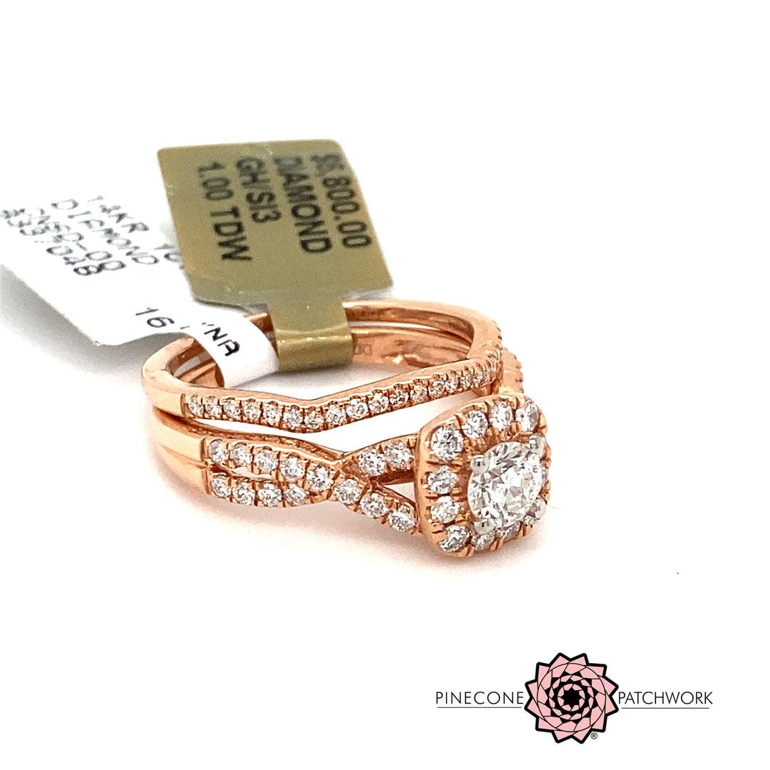 14kt Rose Gold Engagement Ring/Bridal set 5/8Ct. TW-LumbeeJewelry.com