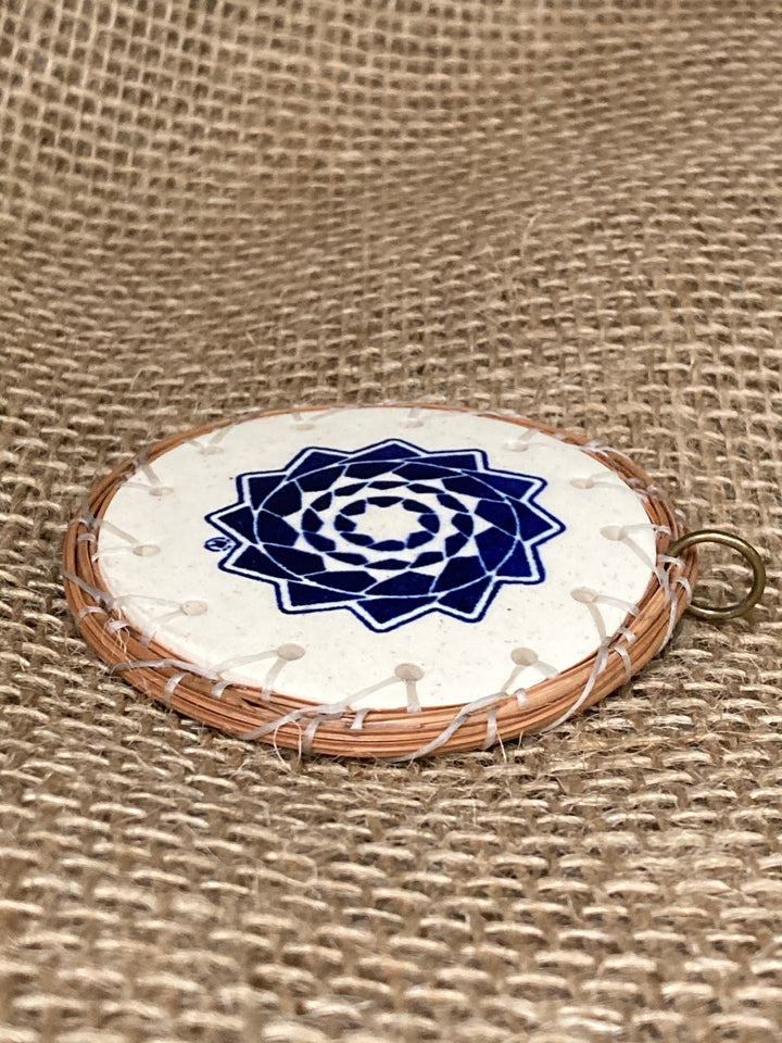 Pinecone Patchwork Christmas Ornament Cobalt Blue-LumbeeJewelry.com