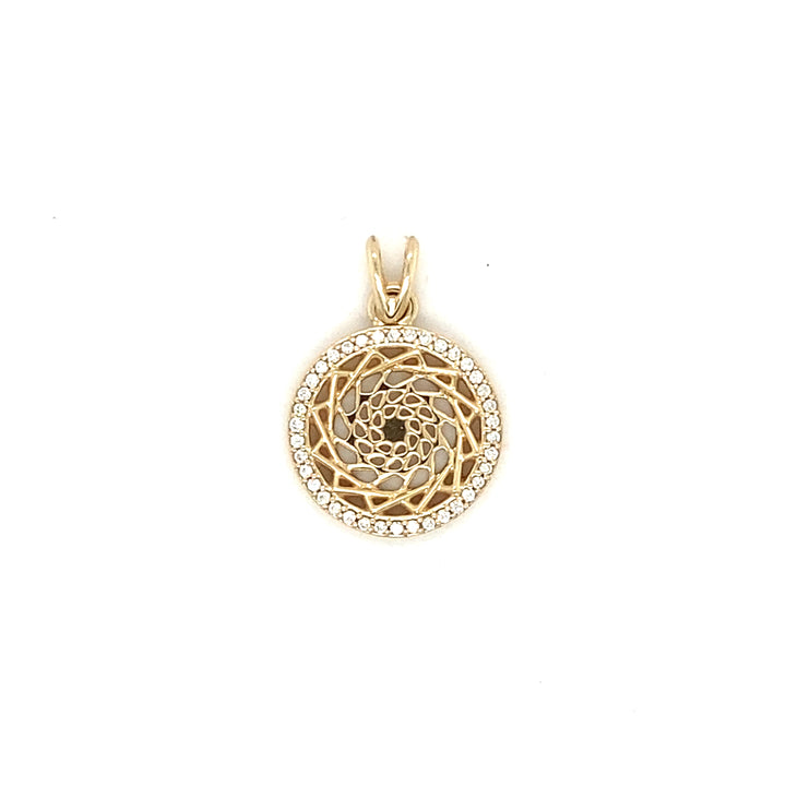 10k Gold Pinecone Patchwork .20Ct Diamond Pendant