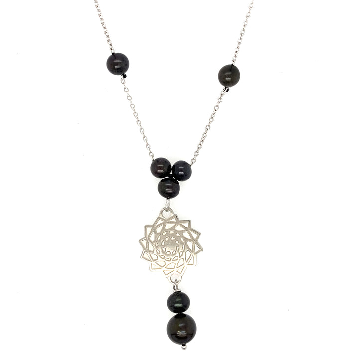 Black Pearl Pinecone Patchwork Necklace 20in-LumbeeJewelry.com