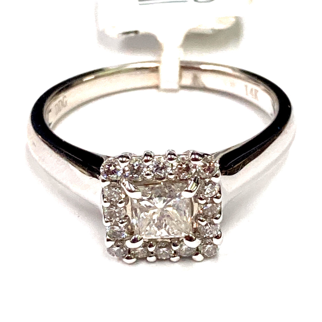 14kt White Gold Engagement Ring .75Ct Princess-LumbeeJewelry.com