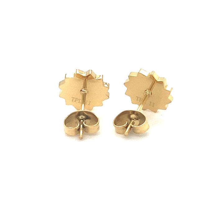 Pinecone Patchwork Gold Tone Studs/Earring Small 10mm-LumbeeJewelry.com