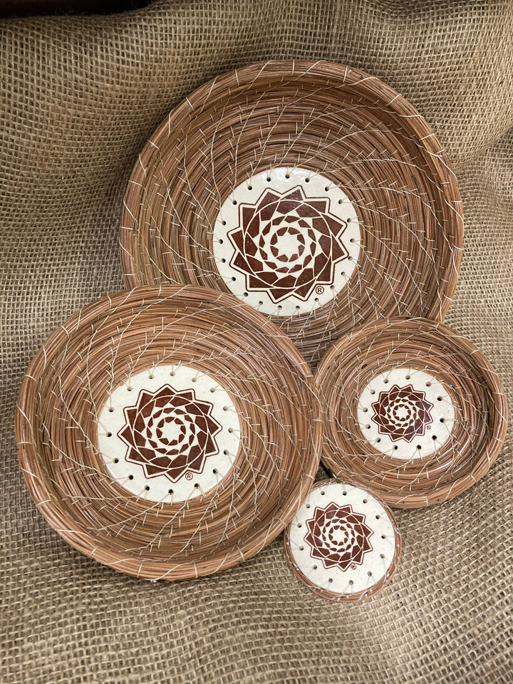 Medium Pinecone Patchwork Basket Walnut-LumbeeJewelry.com