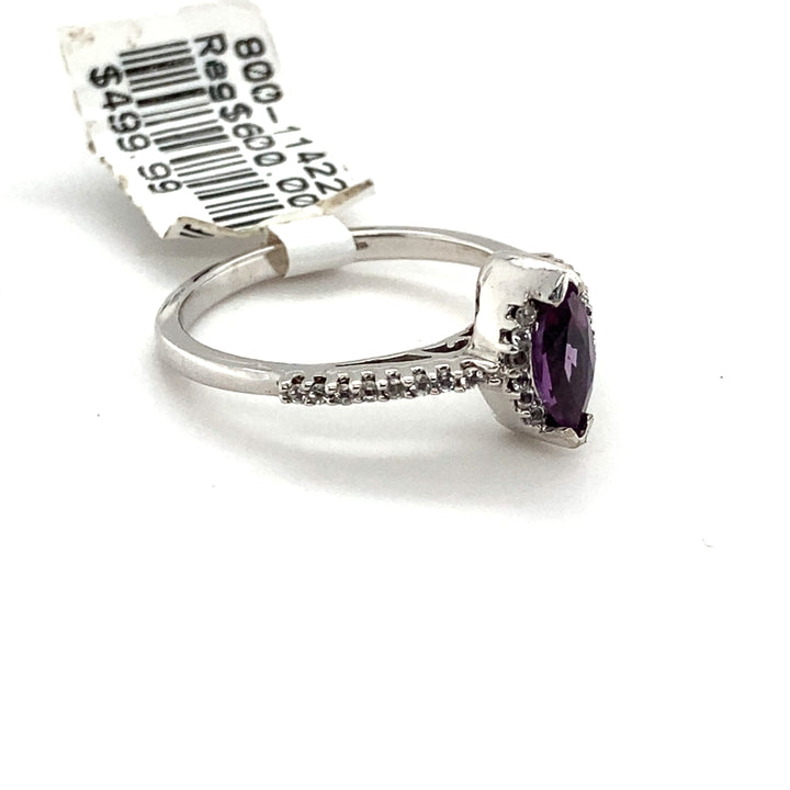 Alexandrite Marquise Diamond 10k White Gold Ring