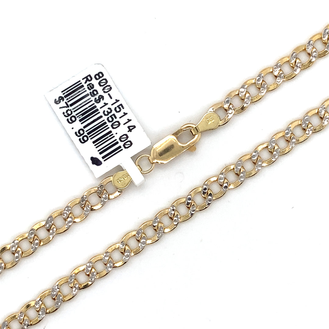 10K 4.5MM CURB LINK NECKLACE 22INCH Two Tone