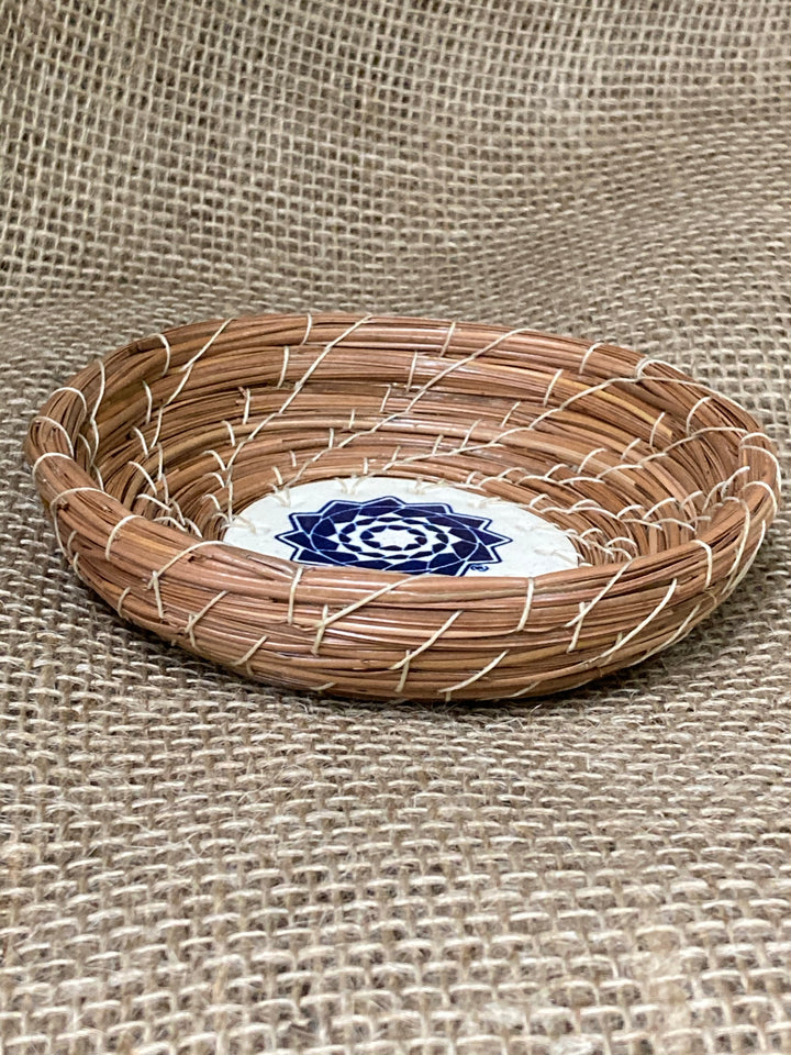 Small Pinecone Patchwork Basket Cobalt Blue-LumbeeJewelry.com