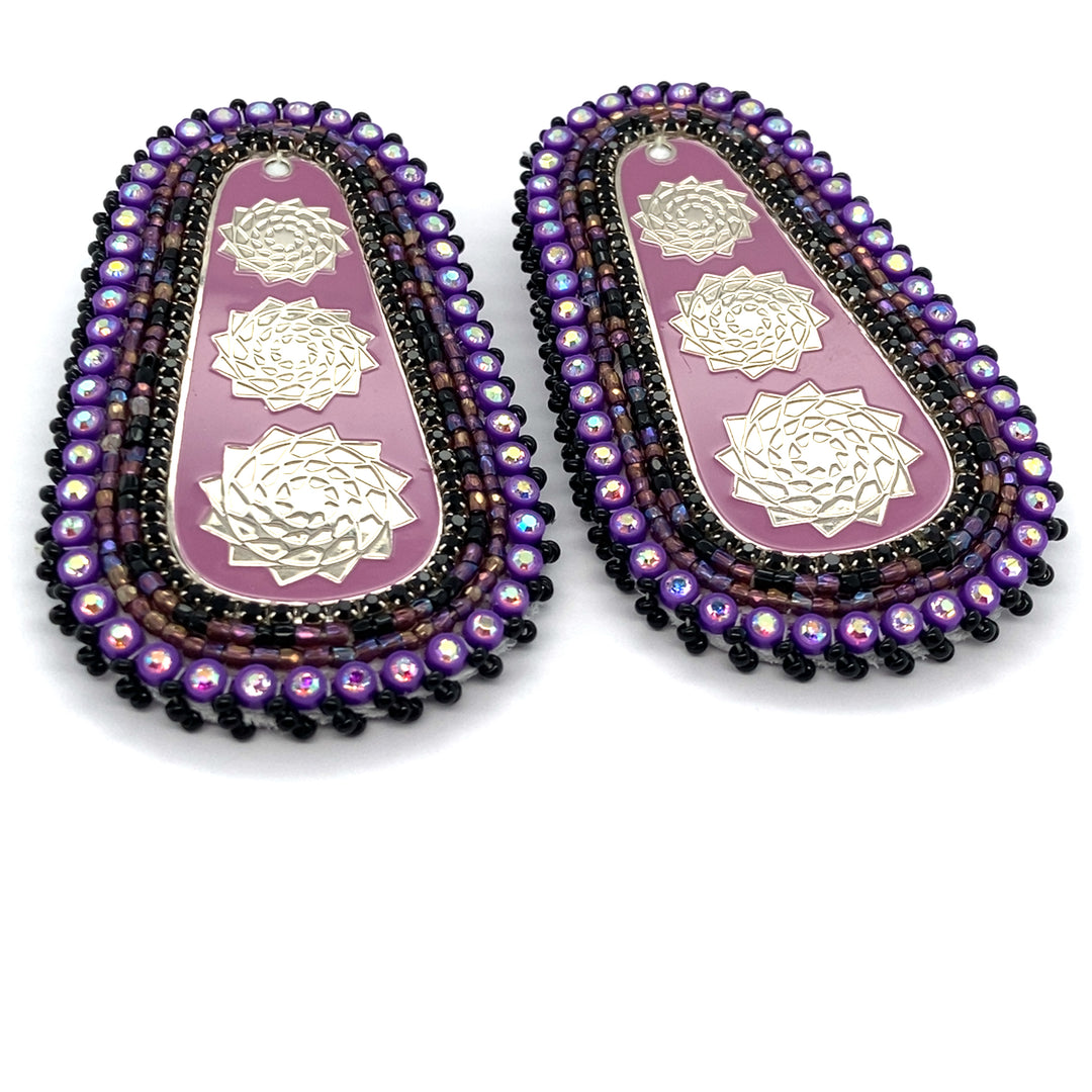 Hand Beaded Earrings Purple