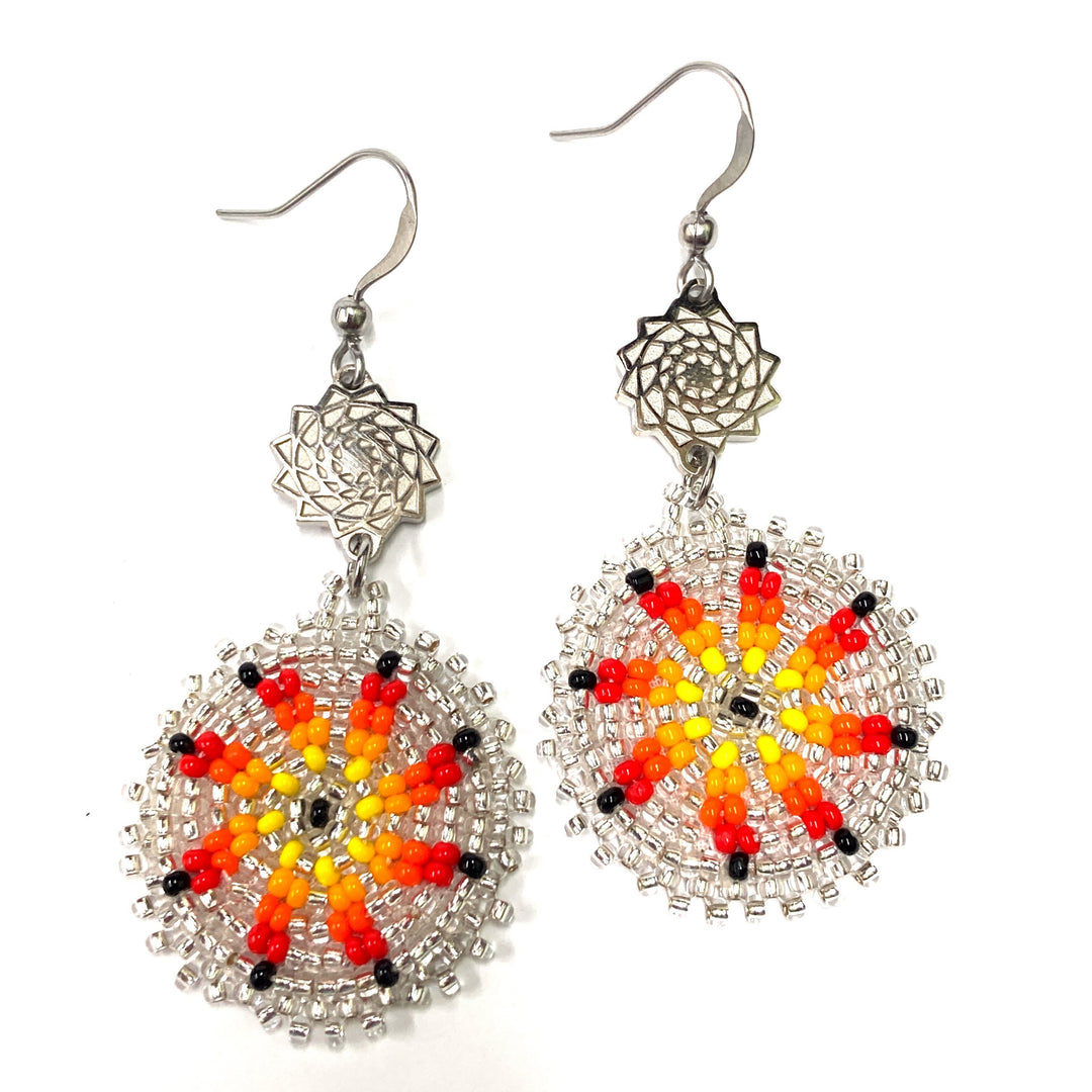 Seed Beaded Earrings Round Orange-LumbeeJewelry.com