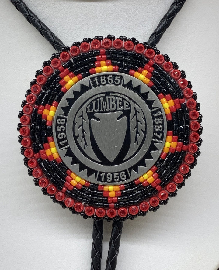 Lumbee Beaded Red Black Bolo-LumbeeJewelry.com