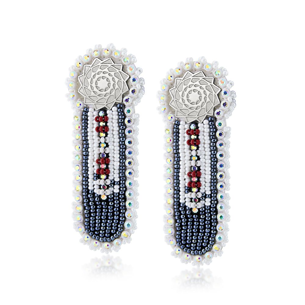 Hand Beaded Earrings Silver