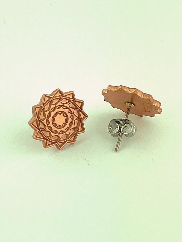 Copper Pinecone Patchwork Studs/Earrings 14mm-LumbeeJewelry.com