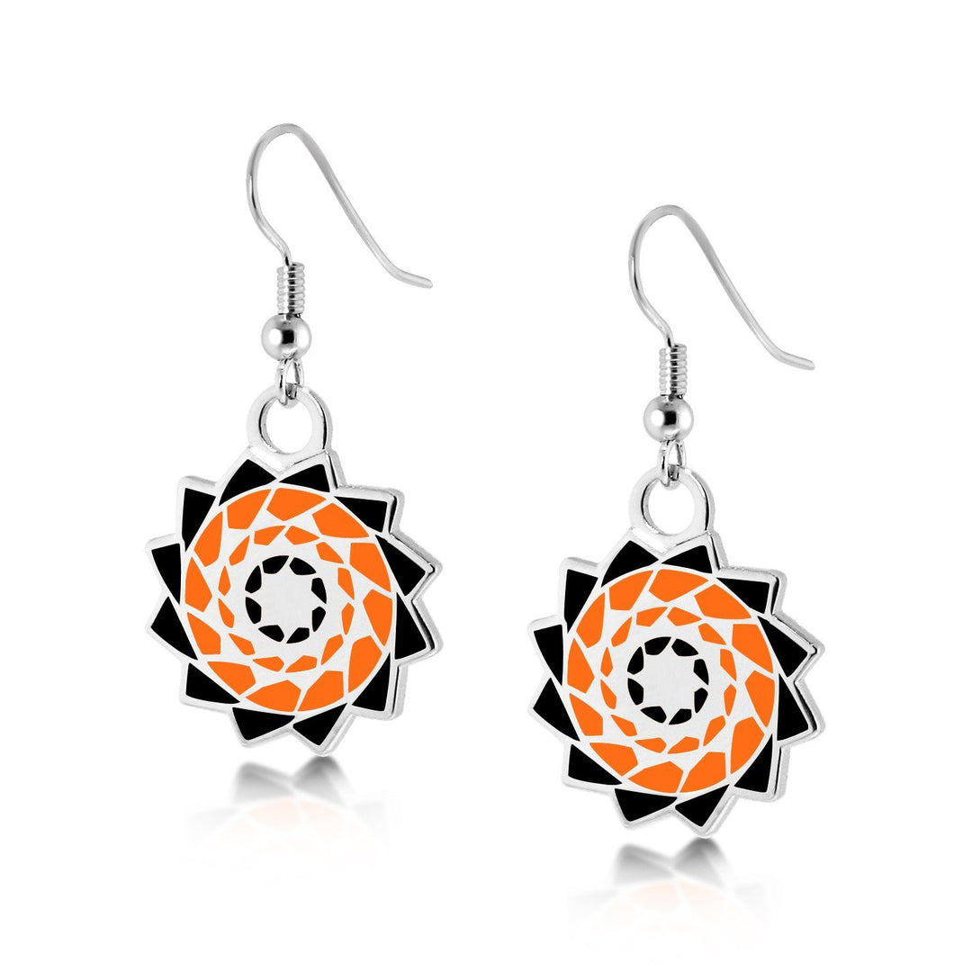 Pinecone Patchwork Earring (Black/Orange)-LumbeeJewelry.com